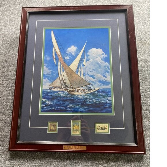 Anton Otto Fischer Framed‎ Art Print Duel in the Wind Commemorative Stamps 18x22